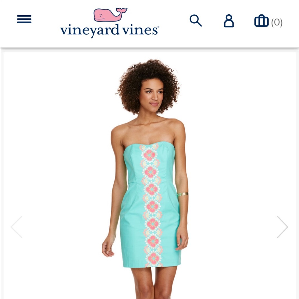 Caribbean Floral Embroidered Strapless Dress - 4